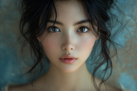 Captivating portrait of a beautiful Asian woman, Generative AI