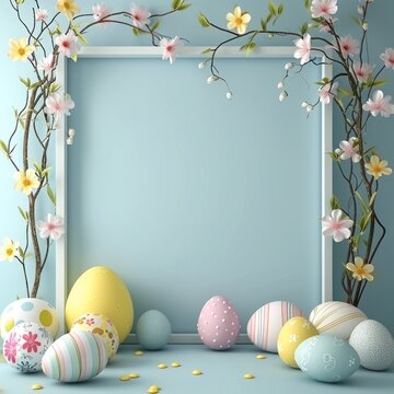 Easter holiday frame background with copy space
