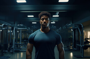 a man in a gym looking forward