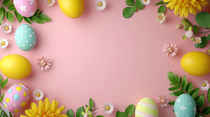 Fototapeta na wymiar Easter holiday frame background with copy space