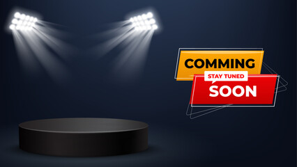 coming soon on dark background with glowing lights minimalistic vector