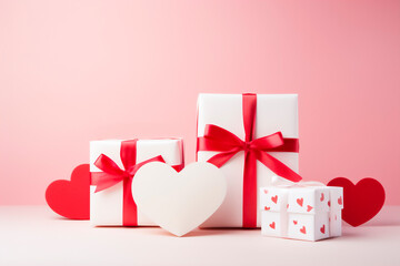 Image of holiday boxes and hearts as a symbol of love and devotion