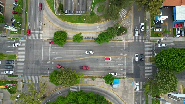 Zenith Drone Video over Intersection on Lazaro Cardenas Avenue, Guadalajara
