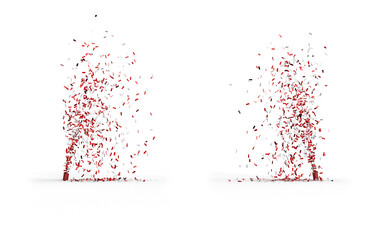 projection de confettis rouges sur fond transparent - rendu 3D - obrazy, fototapety, plakaty