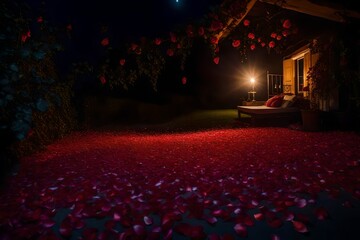 Explore the juxtaposition of emotions in a story where a couple encounters a rose petal trail in...