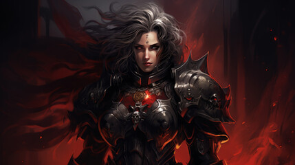 Woman with dark military dress in cyberpunk style, halloween motive