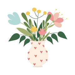 Cute flowers in vase isolated icon vector illustration design vector illustration design