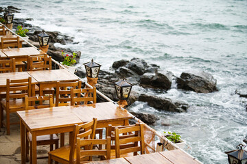 Bar by the sea, on a rocky coast