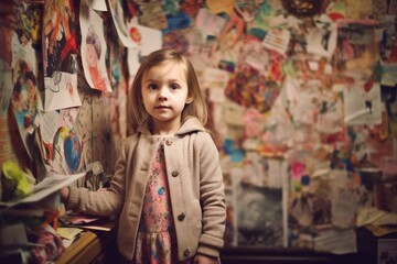 portrait of an adorable little girl standing in a creative environment
