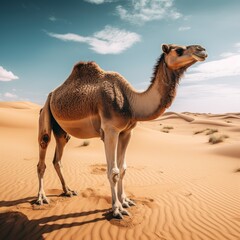 Image of camel in desert Wahiba Oman