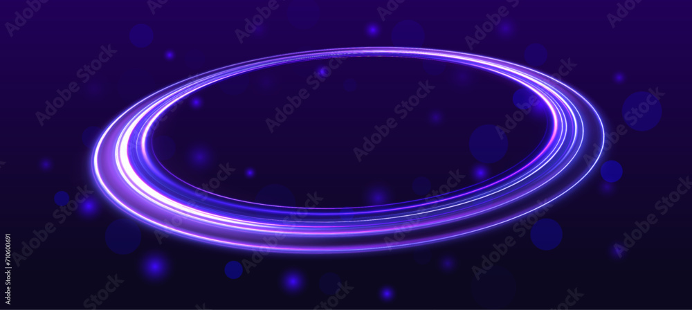 Aufkleber curve blue line light effect neon swirl. abstract ring background with glowing swirling background. 