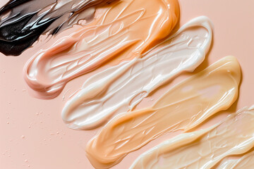 Cosmetic smear cream gel serum  texture on pastel background