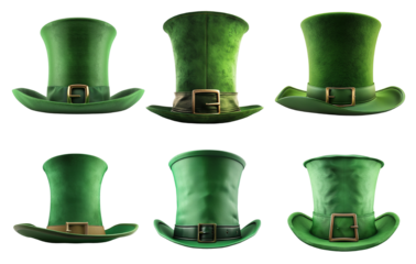 St. Patricks day hat set on transparent background. 