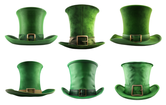 St. Patricks day hat set on transparent background. 