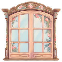 Wood window in vintage 