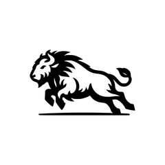 Vector Logo Featuring a Charging Buffalo. Powerful Symbol of Strength and Resilience for Corporate Branding, Financial Services, and Marketing. Striking and Versatile logo on a white Background.