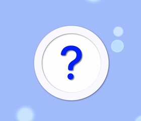 Blue question mark icon on a cyan background.
