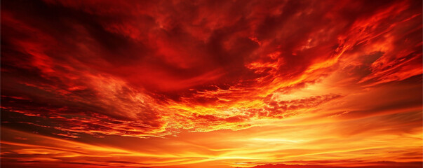 Fototapeta premium Dramatic red sky at sunset useful as a background, ai technology