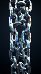 a photo realistic image of a number of heavy chain links next to each other vertically created with Generative Ai