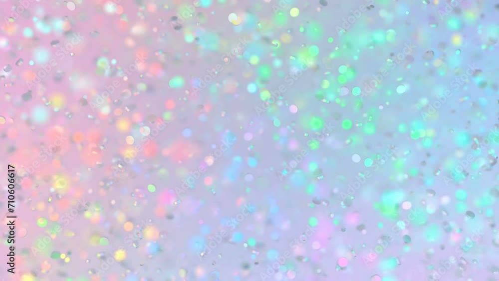 Poster modern beautiful colorful magic video loop background. round shiny particles on an iridescent surfac