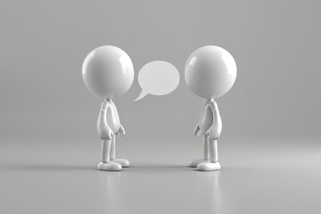 3D characters that seem to be made of clay talk to each other.