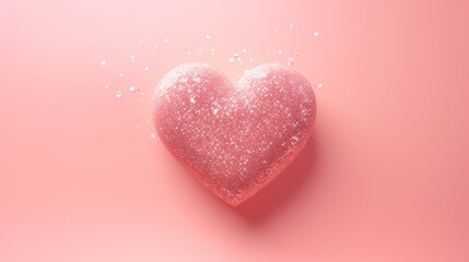 Obraz premium Sparkling heart on pink background representing love and Valentine's Day celebration