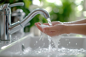 Maintaining clean hygiene and making hand washing a daily routine - obrazy, fototapety, plakaty