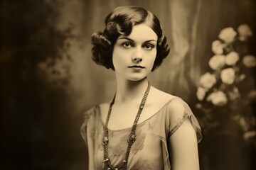 1920s vintage photo of a classy young woman with short hair
