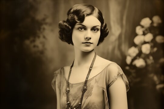 1920s vintage photo of a classy young woman with short hair