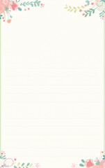 Obraz premium page with straight lines to write and cute tiny floral around the border's created with Generative Ai