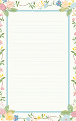 page with straight lines to write and cute tiny floral around the border's created with Generative Ai