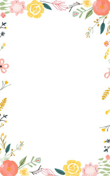 page with straight lines to write and cute tiny floral around the border's created with Generative Ai