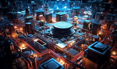 Fototapeta premium World of semiconductors, global electronics. Generative Ai