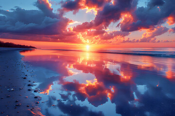 A_stunning_image_of_a_vibrant_sunset_with_clouds_reflect2