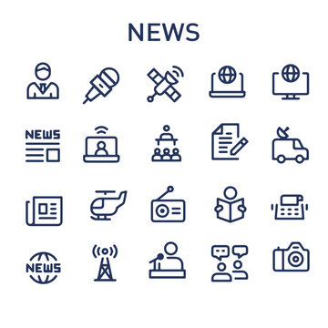 set of news line icons vector design