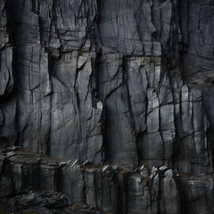 black rock cliffs texture, large scale, flat view, cinematography lighting created with Generative Ai
