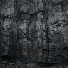 black rock cliffs texture, large scale, flat view, cinematography lighting created with Generative Ai