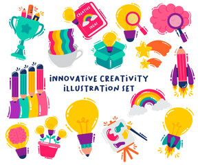 Set of Illustrations Creative Ideas and Innovation