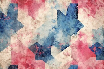 A seamless surface pattern with blue, pink, cream, and navy colors. It features a distressed and grungy abstract design for high-quality print. The detailed artistic repeat tile swatch. Generative AI