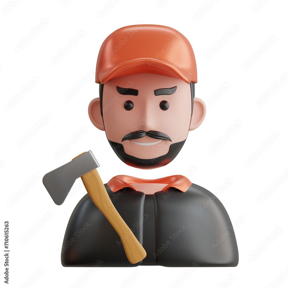 Aufkleber 3d lumberjack model tales from the timberlands. 3d illustration, 3d element, 3d rendering. 3d visual