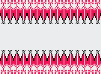  Ikat red cloth pattern on white with stripes pixel handicraft embroidery machine crochet Abstract Aztec symbol illustration geometric shape vector pattern Ethic native tribal background backdrop 