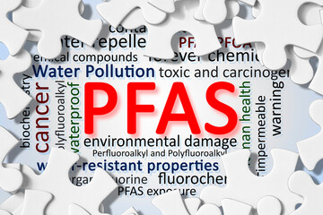 PFAS word keywords cloud concept - Dangerous Perfluoroalkyl and Polyfluoroalkyl substances used in...