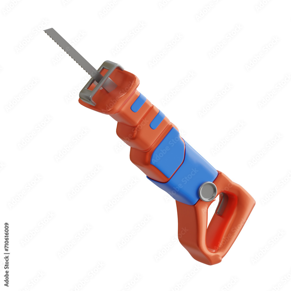 Poster 3d sabre saw model safe and efficient cuts. 3d illustration, 3d element, 3d rendering. 3d visualizat