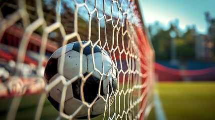 the ball dribbled into the net foreground  - Powered by Adobe