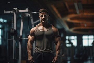 Fototapeta na wymiar a muscular man in a gym posing