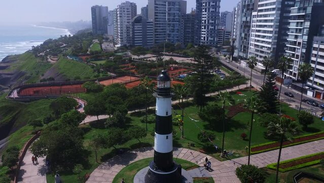 Lima Peru Lighthouse in Miraflores. Tourist Places.
