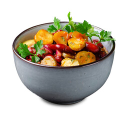 Red Bean and Pickled Cucumber Salad on White Background