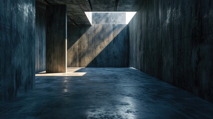 Abstract dark concrete room with light from the window