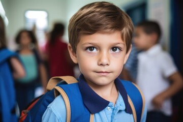 cropped shot of a little boy at school