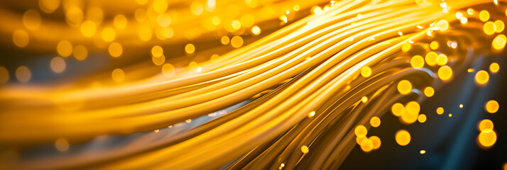 Web banner of yellow data cables - obrazy, fototapety, plakaty